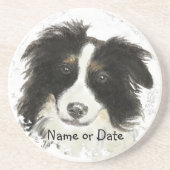 Benutzerdefiniertes Datum bzw. Name Border Collie, Getränkeuntersetzer (Vorne)