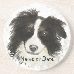 Benutzerdefiniertes Datum bzw. Name Border Collie, Getränkeuntersetzer