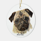 Benutzerdefiniertes Datum, Mops, Haustier, Hund, T Keramik Ornament (Links)
