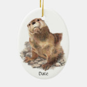 Benutzerdefiniertes Datum Niedlich Fluss Otter, Na Keramik Ornament (Hinten)