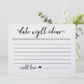 Benutzerdefiniertes Datums-Nacht-Brautparty-Spiel Einladung (Stehend Vorderseite)