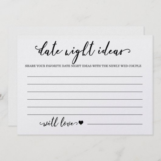 Benutzerdefiniertes Datums-Nacht-Brautparty-Spiel Einladung (Vorne/Hinten)