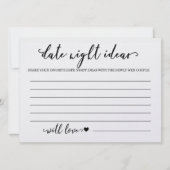 Benutzerdefiniertes Datums-Nacht-Brautparty-Spiel Einladung (Vorderseite)