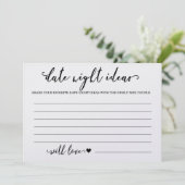 Benutzerdefiniertes Datums Night Ideenkarte Brautp (Stehend Vorderseite)