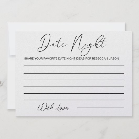 Benutzerdefiniertes Datums Night Ideenkarte Brautp Einladung (Vorderseite)