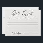 Benutzerdefiniertes Datums Night Ideenkarte Brautp Einladung<br><div class="desc">Benutzerdefiniertes Datums Night Ideenkarte Brautparty</div>
