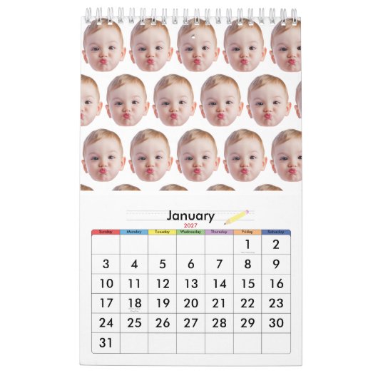 Benutzerdefiniertes Design Gesicht Baby- oder Fami Kalender (Jan 2027)