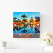 Benutzerdefiniertes Design mit eigenem Text und Fo Quadratische Wanduhr (Zuhause)