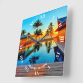 Benutzerdefiniertes Design mit eigenem Text und Fo Quadratische Wanduhr (Winkel)