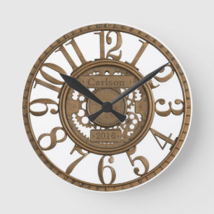 Benutzerdefiniertes Design mit offenen Zahnrädern Runde Wanduhr