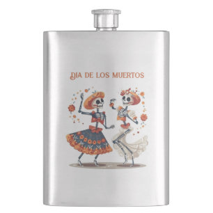 Benutzerdefiniertes Día de los Muertos tanzendes S Flachmann