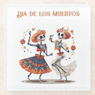 Benutzerdefiniertes Día de los Muertos tanzendes S Glasuntersetzer