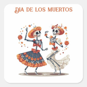 Benutzerdefiniertes Día de los Muertos tanzendes S Quadratischer Aufkleber