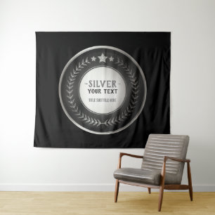 BENUTZERDEFINIERTES DIY-MEDAILLE SILBER Champion E Wandteppich