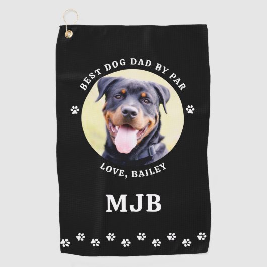 Benutzerdefiniertes DOG-Foto Bester VATER nach Par Golfhandtuch (Vorderseite)