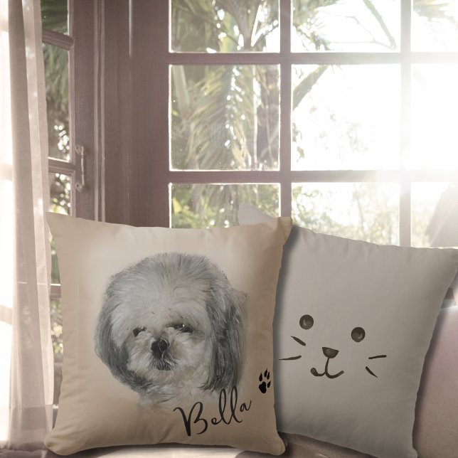 Benutzerdefiniertes Dog-Foto-Bild personalisiert-T Kissen (Custom Dog Photo Image personalized Throw Pillow)
