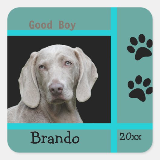 Benutzerdefiniertes Dog-Foto Quadratischer Aufkleber (Vorderseite)