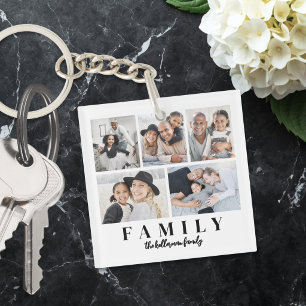 Benutzerdefiniertes doppelseitiges Familienfoto Schlüsselanhänger