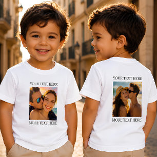 Benutzerdefiniertes doppelseitiges Foto und Text Baby T-shirt