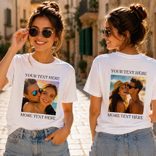 Benutzerdefiniertes doppelseitiges Foto und Text T-Shirt