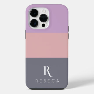 Benutzerdefiniertes Drei-Farben-Block Lila Orange  iPhone 14 Pro Max Hülle
