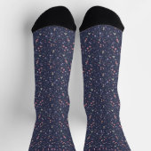 Benutzerdefiniertes Dunkelblau-Blumen-Hellrosa-Blu Socken (Oben)