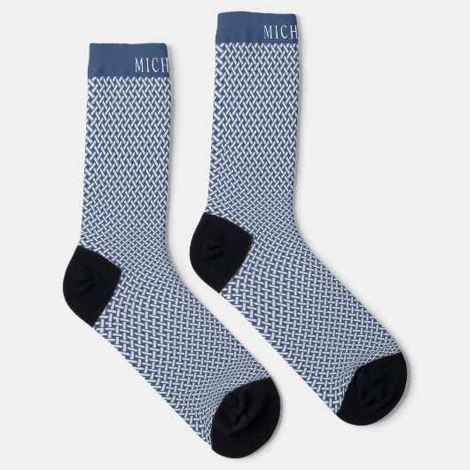 Benutzerdefiniertes dunkelblaues geometrisches Mus Socken (Rechts)