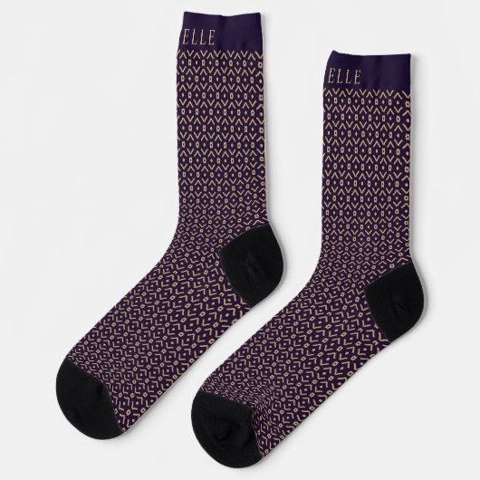 Benutzerdefiniertes dunkelblaues Lila-braunes geom Socken (Linkes Detail)