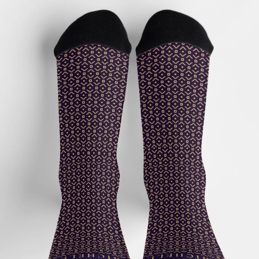 Benutzerdefiniertes dunkelblaues Lila-braunes geom Socken (Oben)