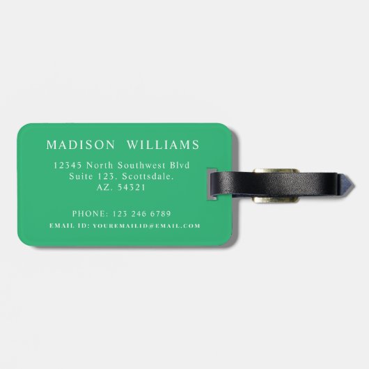 Benutzerdefiniertes, dunkelfarbenes, grün Zickzack Gepäckanhänger (Rückseite horizontal)