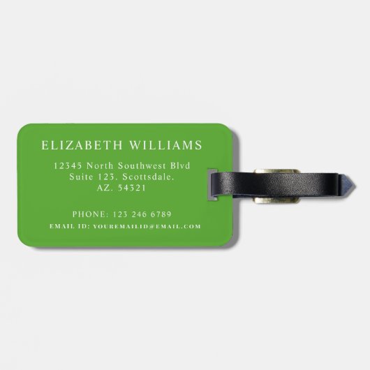 Benutzerdefiniertes dunkelgrünes, akkustisches Mus Gepäckanhänger (Rückseite horizontal)