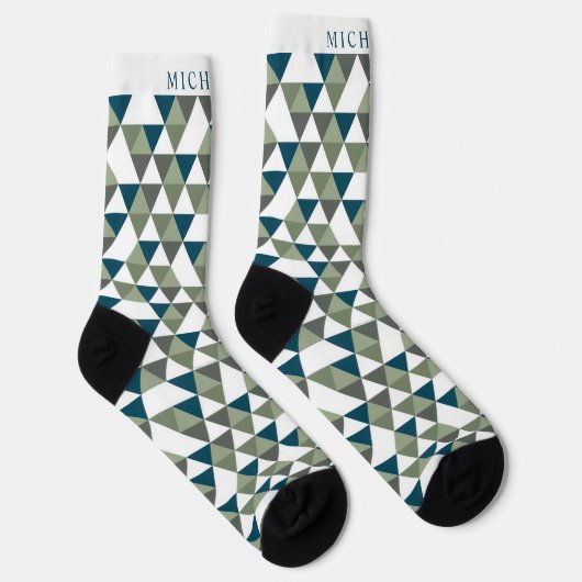Benutzerdefiniertes dunkelgrünes geometrisches Mus Socken (Rechts)