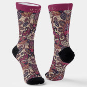Benutzerdefiniertes, dunkelrosa Lila Paisley-Muste Socken (Gewinkelt)