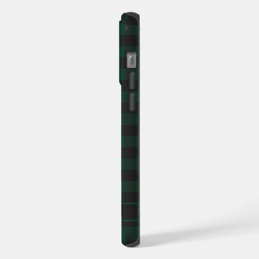 Benutzerdefiniertes dunkelschwarz-grünes Prüfmuste iPhone Hülle (Linke Seite)