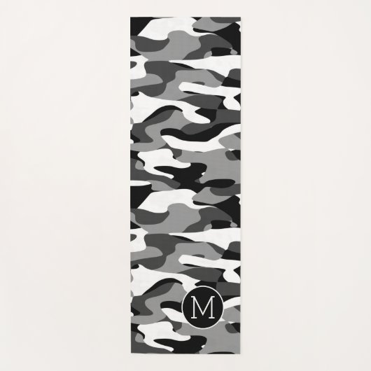 Benutzerdefiniertes dunkles Grau Schwarz-weiß Camo Yogamatte (Vorderseite)