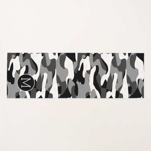 Benutzerdefiniertes dunkles Grau Schwarz-weiß Camo Yogamatte (Vorderseite (Horizontal))