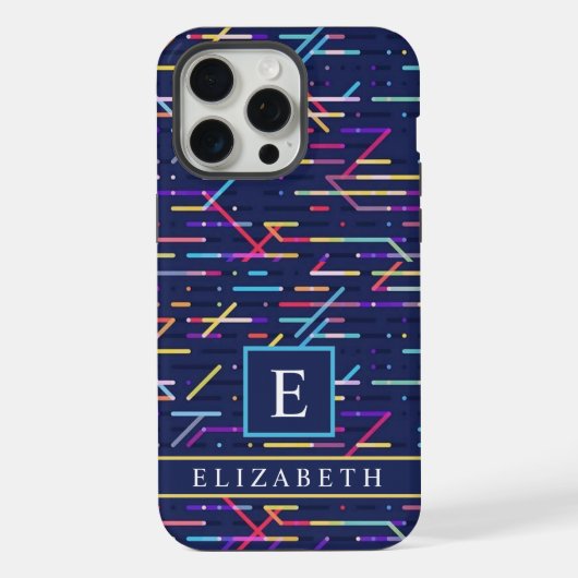 Benutzerdefiniertes dunkles Navy Abstraktes Muster iPhone Hülle (Rückseite)