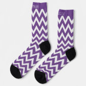 Benutzerdefiniertes dunkles Violett Lila Zickzack Socken (Linkes Detail)