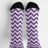 Benutzerdefiniertes dunkles Violett Lila Zickzack Socken (Oben)