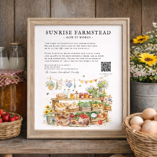 Benutzerdefiniertes Ehrensystemschild für Bauernho Poster