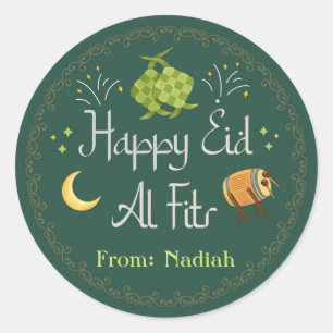 Benutzerdefiniertes Eid-al-Fitr / Eid Mubarak / Ra Runder Aufkleber