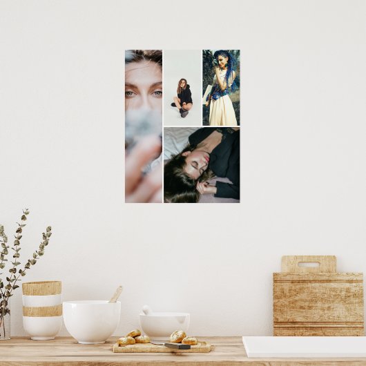 Benutzerdefiniertes einfaches Collage Grid 4-Foto Poster (Küche)