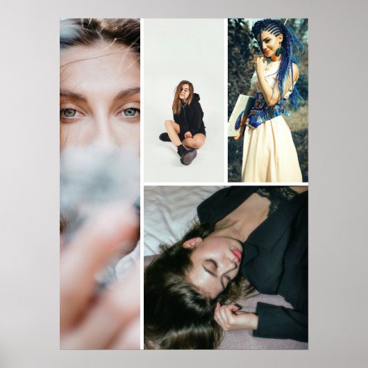 Benutzerdefiniertes einfaches Collage Grid 4-Foto Poster (Vorne)