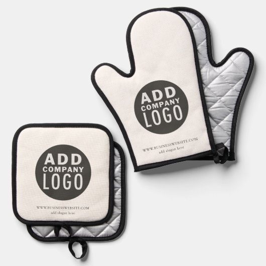 Benutzerdefiniertes einfaches Firmenlogo Ofenhandschuh & Topflappen-Set (Vorderseite/Rückseite)