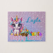 Benutzerdefiniertes Einhorn-Kindername Osterpuzzle Puzzle (Horizontal)
