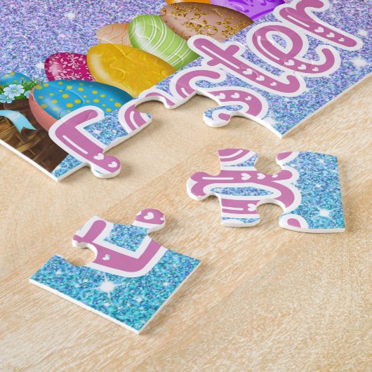 Benutzerdefiniertes Einhorn-Kindername Osterpuzzle Puzzle (Seite)