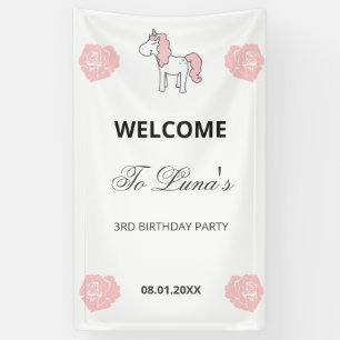 Benutzerdefiniertes Einhorn Süß Rosa Geburtstagsfe Banner
