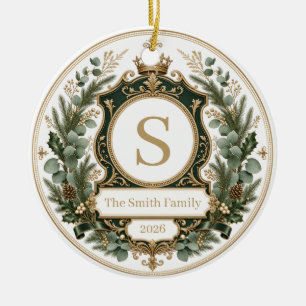 Benutzerdefiniertes elegantes Familiennamensmonogr Keramik Ornament