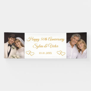 Benutzerdefiniertes Elegantes Goldenes 50. Hochzei Banner