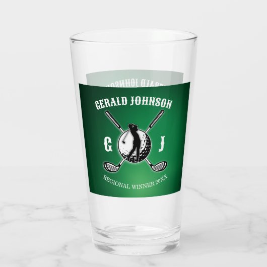 Benutzerdefiniertes elegantes Golf Monogram Design Glas (Rückseite)